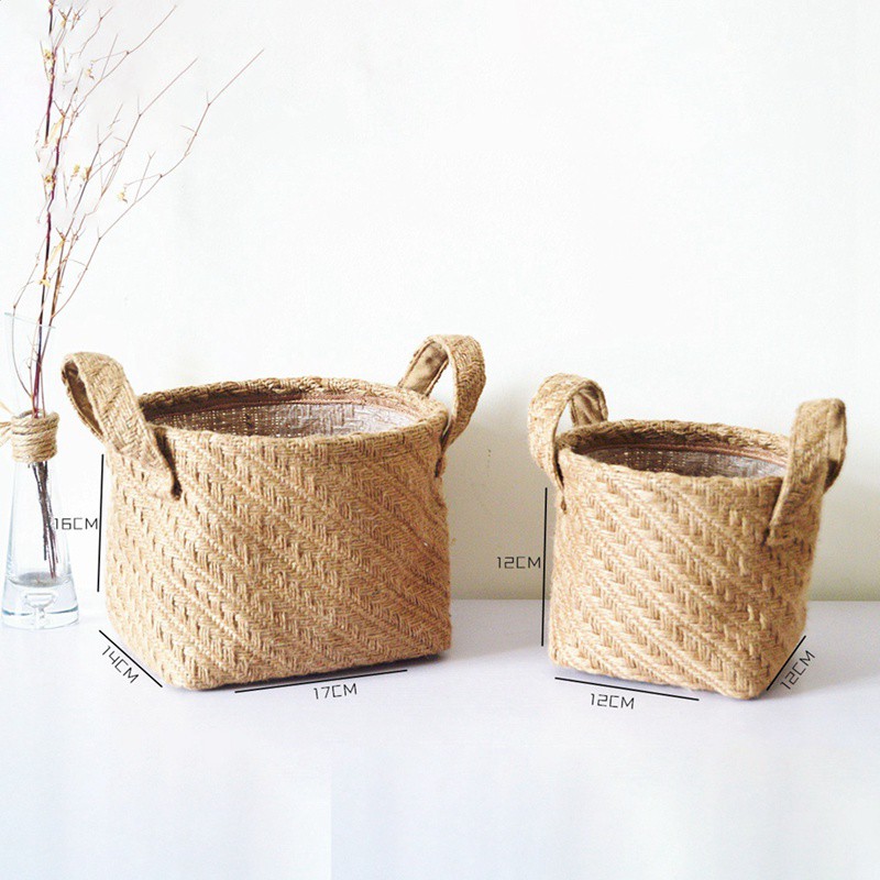 Giỏ dệt thủ công bằng vải đu đựng hoa trang trí nhà cửa xinh xắn