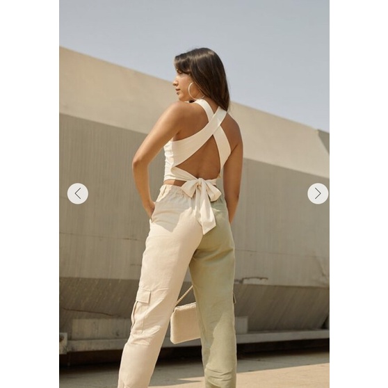 Áo Forever 21 Crisscross Crop Top Trắng