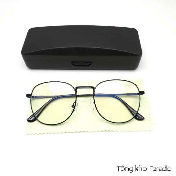 Gọng kính kim loại mắt mèo kèm hộp và khăn lau [ CÓ VIDEO]