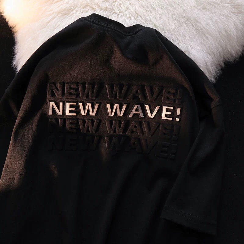 Áo phông nam nữ form rộng 2N Unisex thun cotton in chữ nổi New wave trắng/đen