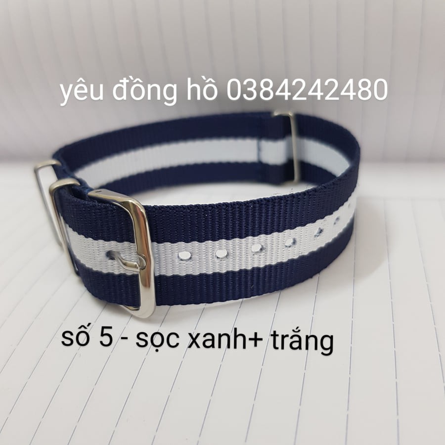 Dây Đồng Hồ Dây Vải Nato- màu sọc - Size 18,20,22mm