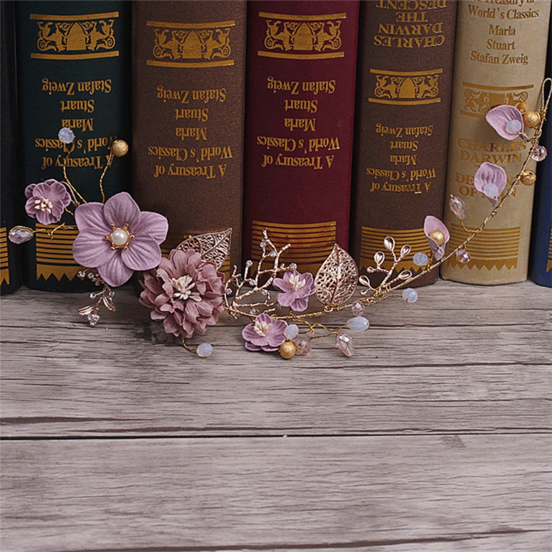 Cài Tóc Hình Hoa Đính Ngọc Trai Màu Hồng Xinh Xắn Cho Cô Dâu