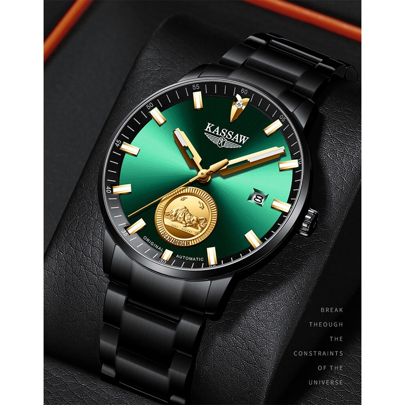 Đồng hồ nam chính hãng KASSAW K228-2 Kính sapphire ,chống xước,Chống nước ,BH 24 tháng,Máy cơ (Automatic) ,dây kim loại