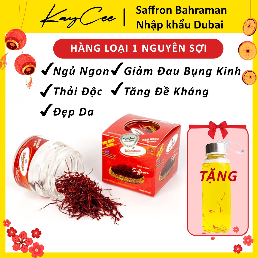 Saffron Bahraman Super Negin Hộp 1gr Loại 1 Nhụy Hoa Nghệ Tây Đẹp Da, Chống Lão Hóa, Nâng Cao Sức Khỏe, Phòng Ngừa Bệnh