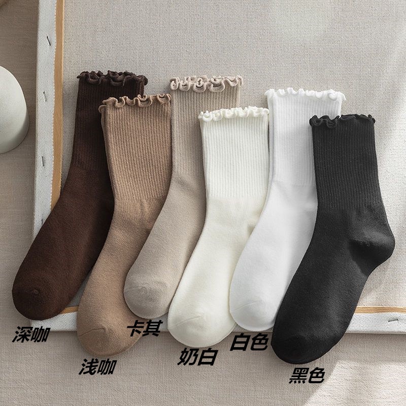 Đôi Tất Chân Màu Trắng Đen Phong Cách retro Cho Nữ