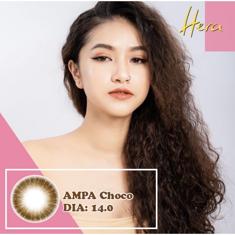 Lens mắt màu choco Ampa 14.0mm 6 tháng, kính áp tròng có độ cận -0.00&gt;-6.00-Lens Optic