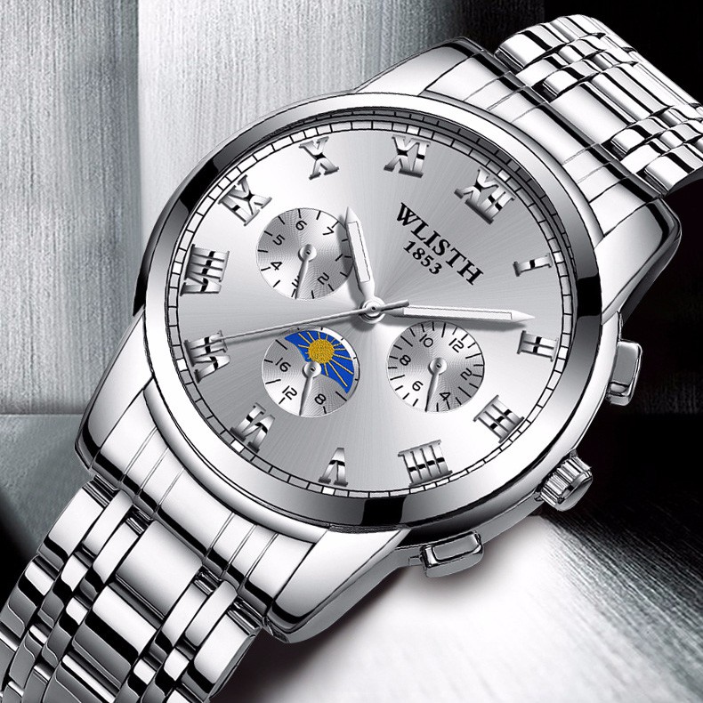 (FULL BOX) ĐỒNG HỒ NAM WLISTH MÁY NHẬT KIM DẠNG QUANG DÂY THÉP CAO CẤP | BigBuy360 - bigbuy360.vn