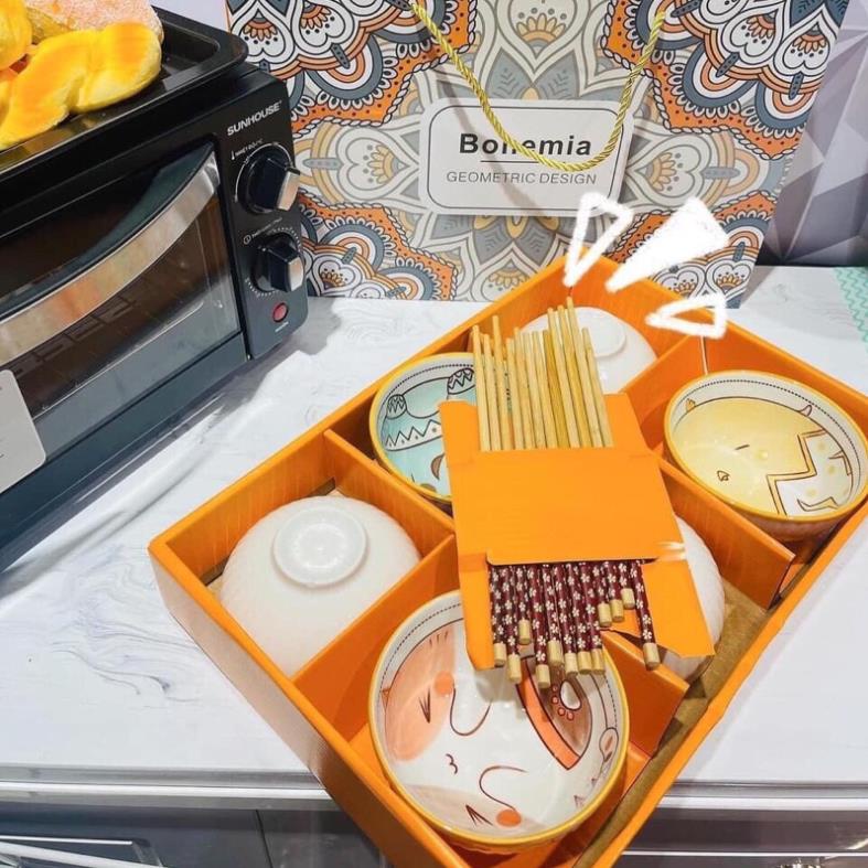 Set bát thú kèm đũa BOHEMIA siêu cute, siêu đáng yêu, siêu tiện lợi - QYDELY