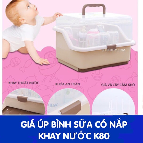 Giá úp bình có nắp, khay hứng nước K80