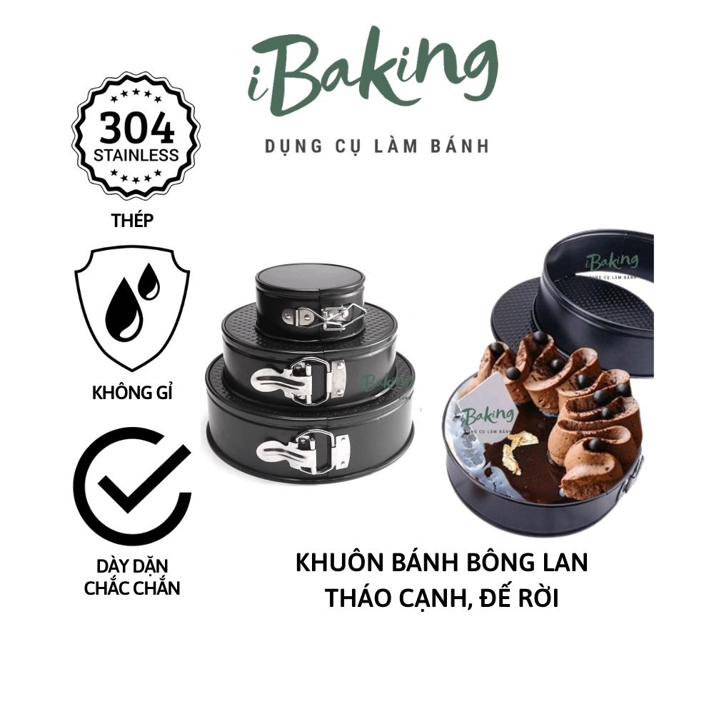 Khuôn bánh gato chống dính tháo cạnh springform, khuôn bánh bông lan đế rời kích thước 16 cm, 18 cm, 20 cm, 22 cm