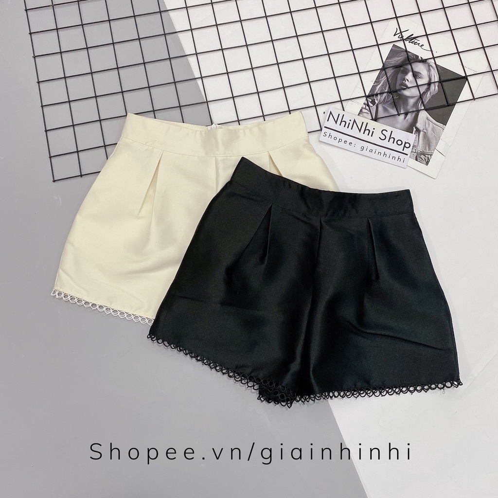 Xả hàng - Quần short phồng viền vòng, Quần đùi tacta cạp cao có túi 2 bên CS818 - NhiNhi Shop