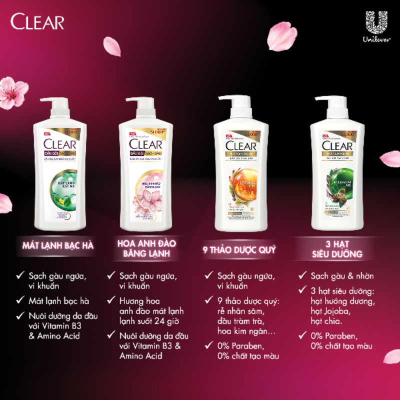 Dầu Gội Sạch Gàu Clear Mát lạnh Bạc Hà 630g