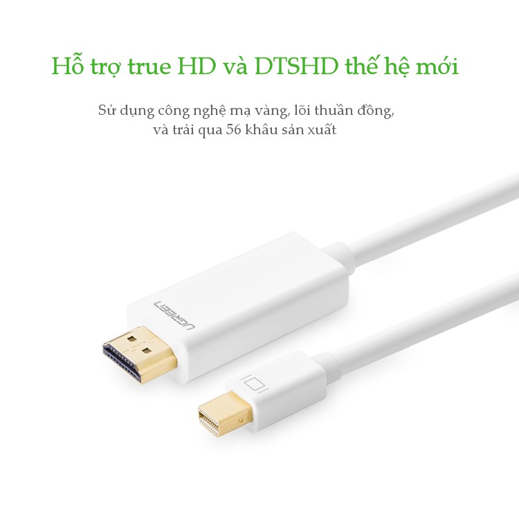 Cáp chuyển đổi mini DisplayPort sang HDMI chính hãng UGREEN MD101 hỗ trợ 4K