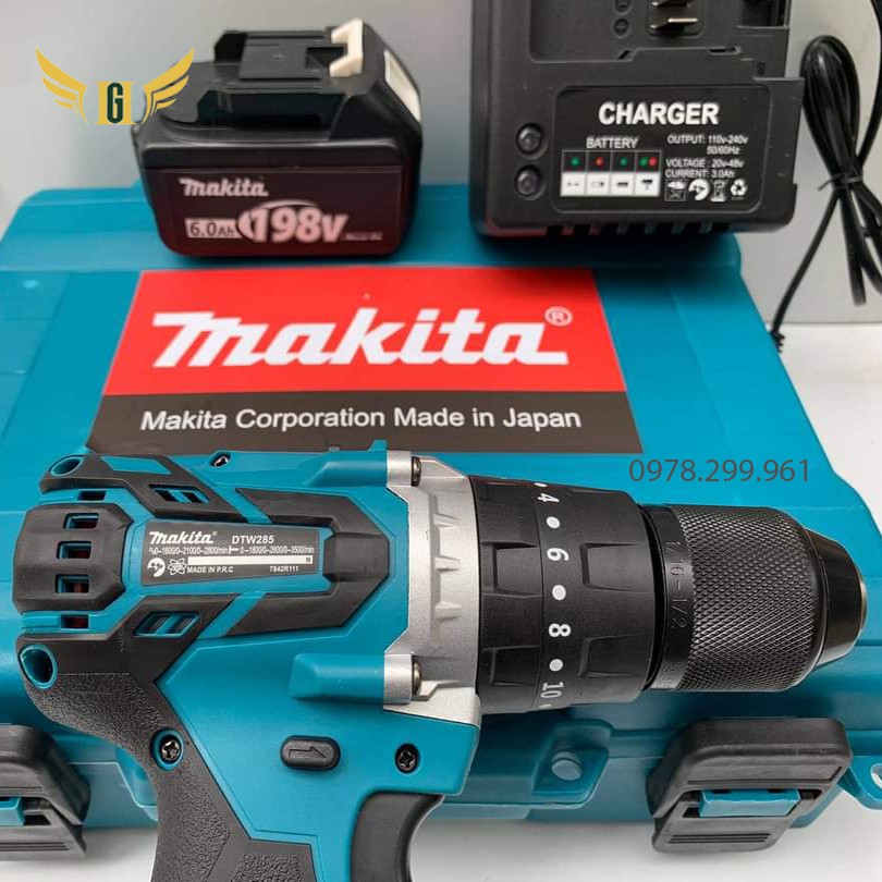 SIÊU KHỎE!!!!Máy Khoan Pin Makita 118V 3 Chức Năng, Loại Không Chổi Than, Đầu Auto Lock 13mm