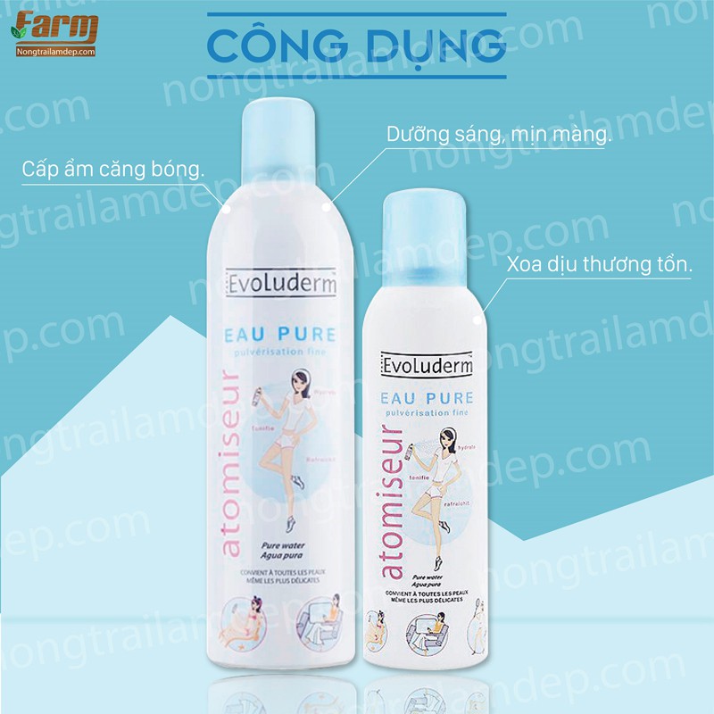 Xịt Khoáng Cung Cấp Nước Evoluderm 400Ml Atomiseur Eau Pure Water