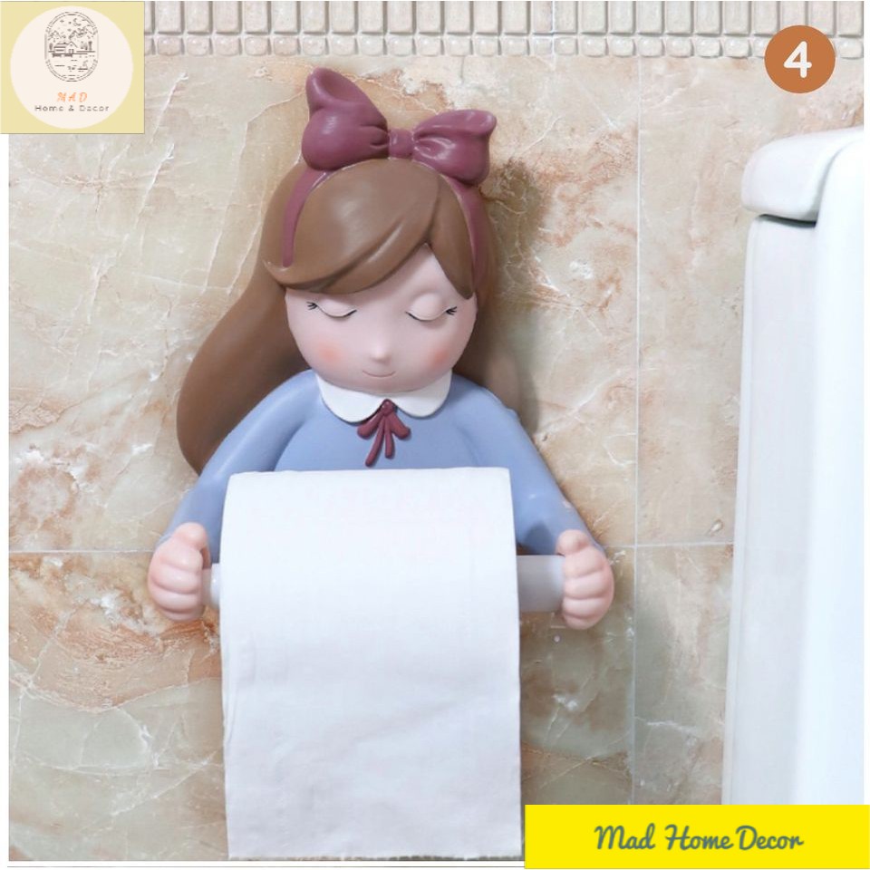 Giá đỡ cuộn giấy vệ sinh gắn tường tiện dụng hình thú ngộ nghĩnh (Hàng có sẵn)