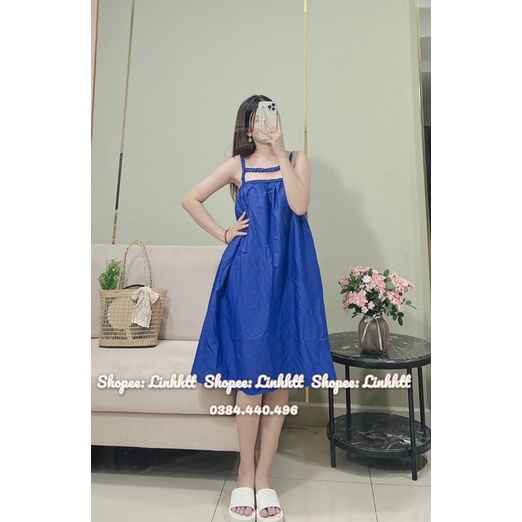 Váy thô dây tết babydoll Ulzzang đầm xuông thô dây đan freesize đầm 2 dây thô thừng