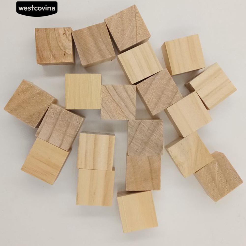 Set 10/20/50 khối gỗ vuông làm nút áo thủ công tiện lợi