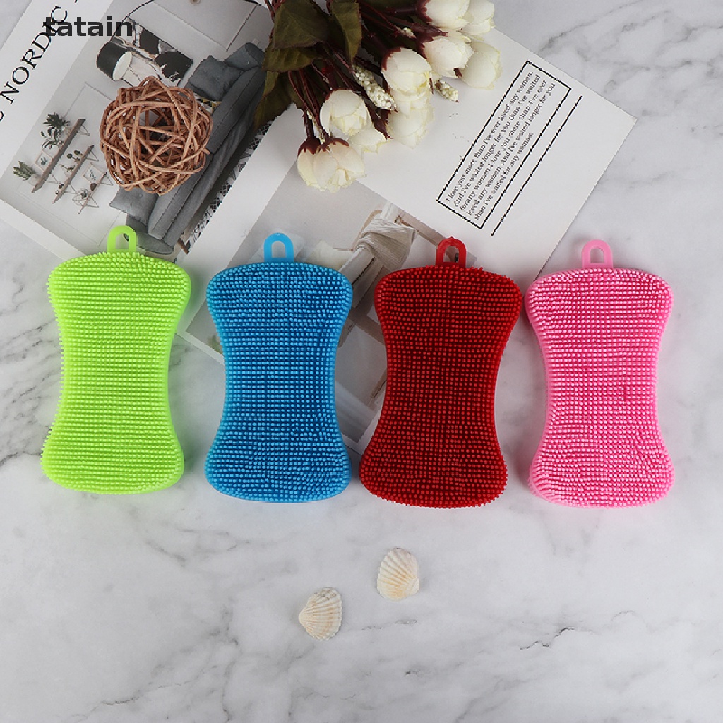 [TAT] Silicone Dish Washing Brush Pot Pan Sponge Scrubber Kitchen Cleaning Tool CVX