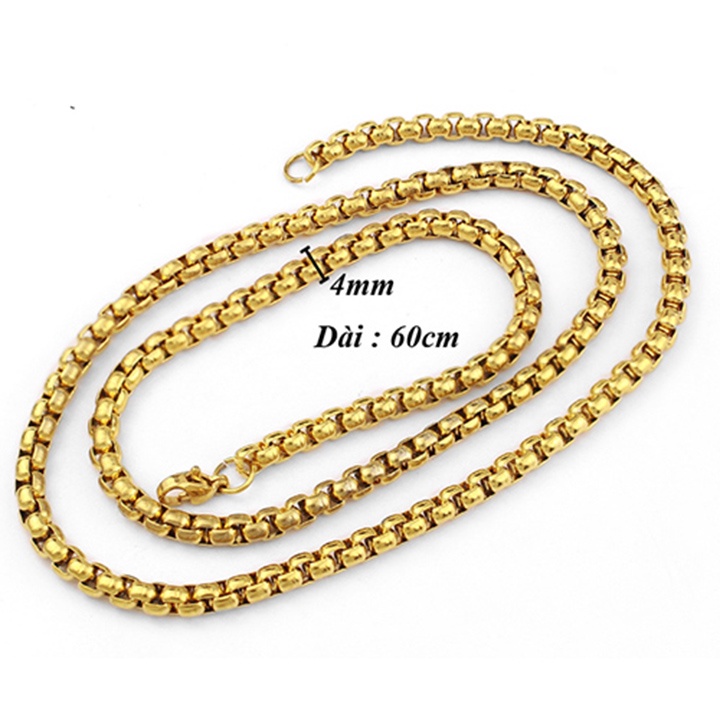 Dây chuyền nam titan cao cấp đẹp thép không gỉ bông dừa khít trangsucpt kích cỡ 4mm PTDCNA49