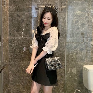 X786 có sẵn Váy nữ tay lỡ chám bi thân váy ôm sát quyến rũ