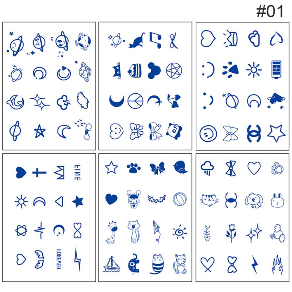Bộ 6 Hình Xăm Dán Trang Trí Nghệ Thuật Chống Thấm Nước Lâu Trôi Dễ Thương A8G7