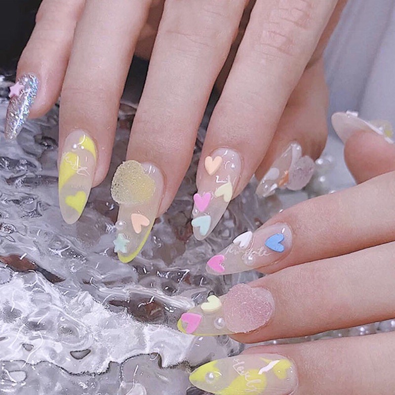 Charm nail trái tim kẹo ngọt-set 5 viên