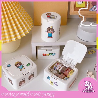Hộp đựng sticker washi tape mỹ phẩm trang sức có nắp ấn tiện dụng