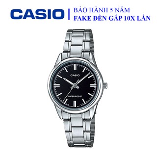 Đồng hồ Casio nữ dây sắt thể thao, mặt đen viền trắng quý phái, sang trọng, chống nước WR50M đi bơi