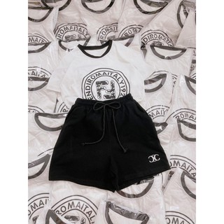 Set quần đen thêu + áo pull chữ