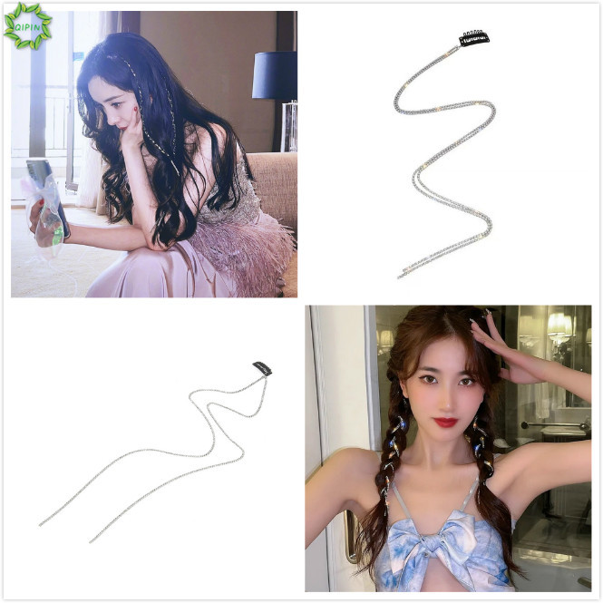 Kẹp Tóc Dây Đính Đá Lấp Lánh Phong Cách Hàn Quốc