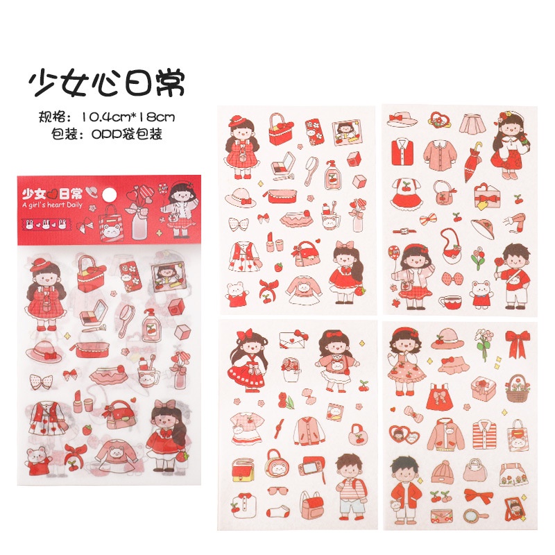 Set sticker 4 tấm dán mũ bảo hiểm trang trí sổ tay