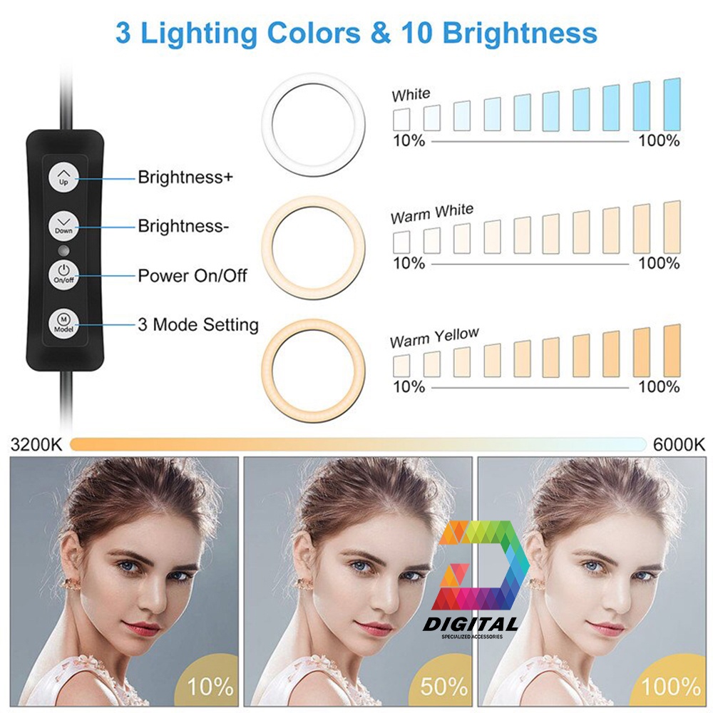 Đèn Livestream Chụp Ảnh, Bán Hàng, Makeup Trang Điểm 3 Chế Độ Sáng Cao Cấp