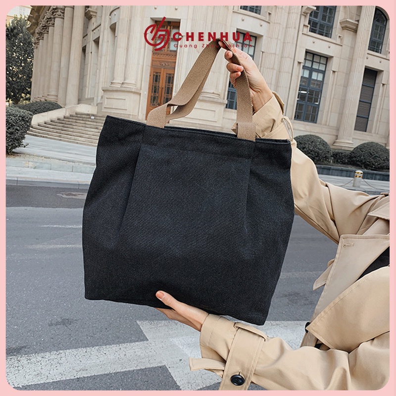 Túi đeo vai ChenHua basic túi xách nữ vải canvas a4 đi chơi du lịch phong cách ulzzang hàn quốc đẹp TX149