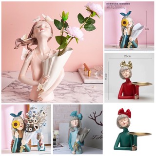 Bình hoa cô gái mẫu mới, tượng cô gái decor nhập khẩu