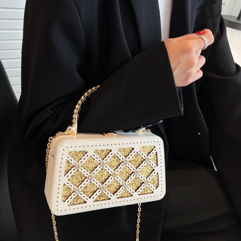Túi Hộp Đeo Chéo Đính Kim Cương Giả Thời Trang Dành Cho Nữ