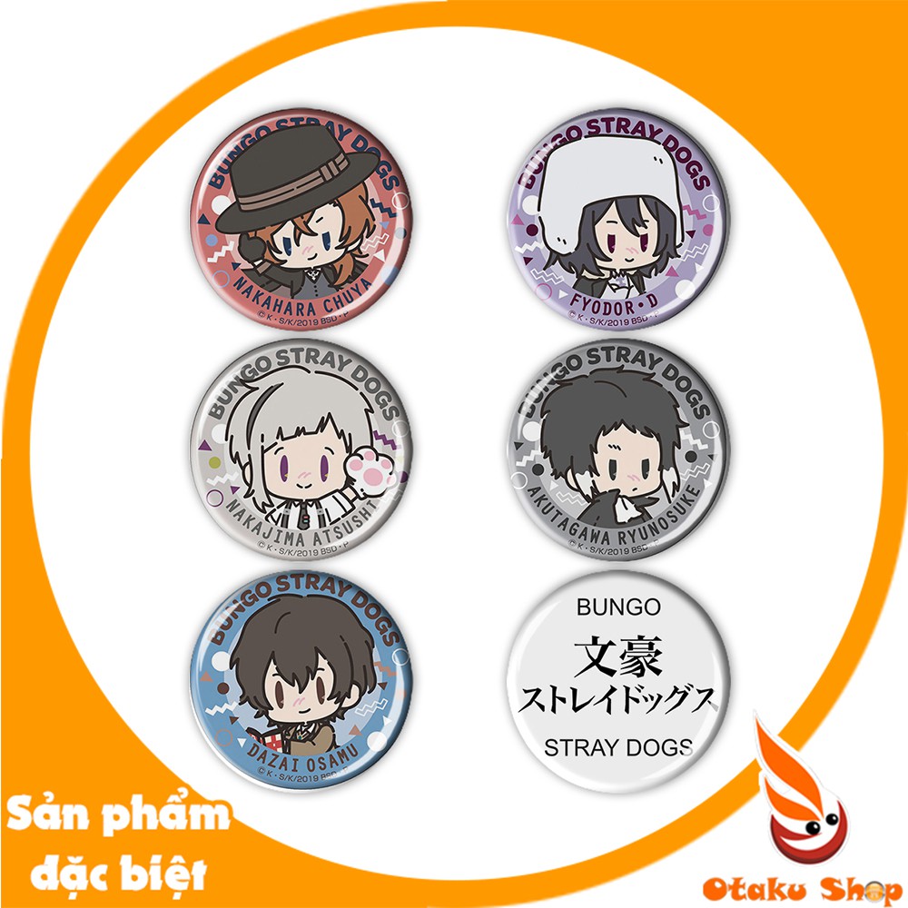 SET 6 CÁI huy hiệu Anime Bungo Stray Dogs - Đặc Nhiệm Thám Tử - Văn hào lưu lạc