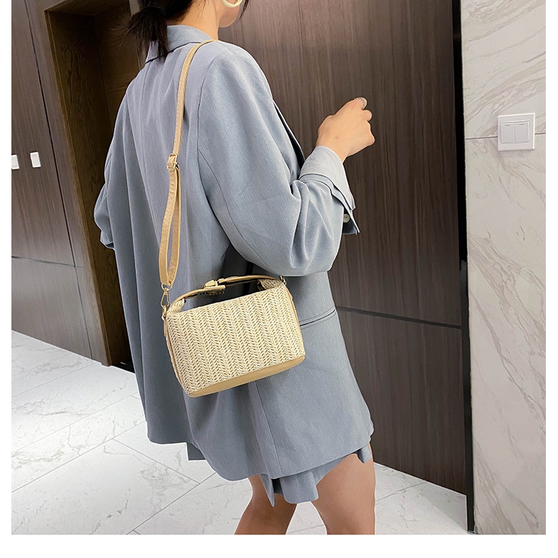 Túi Đeo Chéo JASMIN NOIR Dệt Rơm Kiểu Dáng Vuông Cỡ Nhỏ Thời Trang Nữ