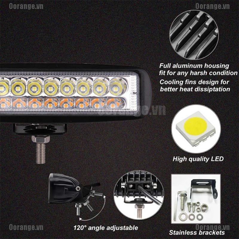 1 Thanh Đèn LED 6 &quot;60W Hai Màu Chống Nước Gắn Nóc Xe Hơi
