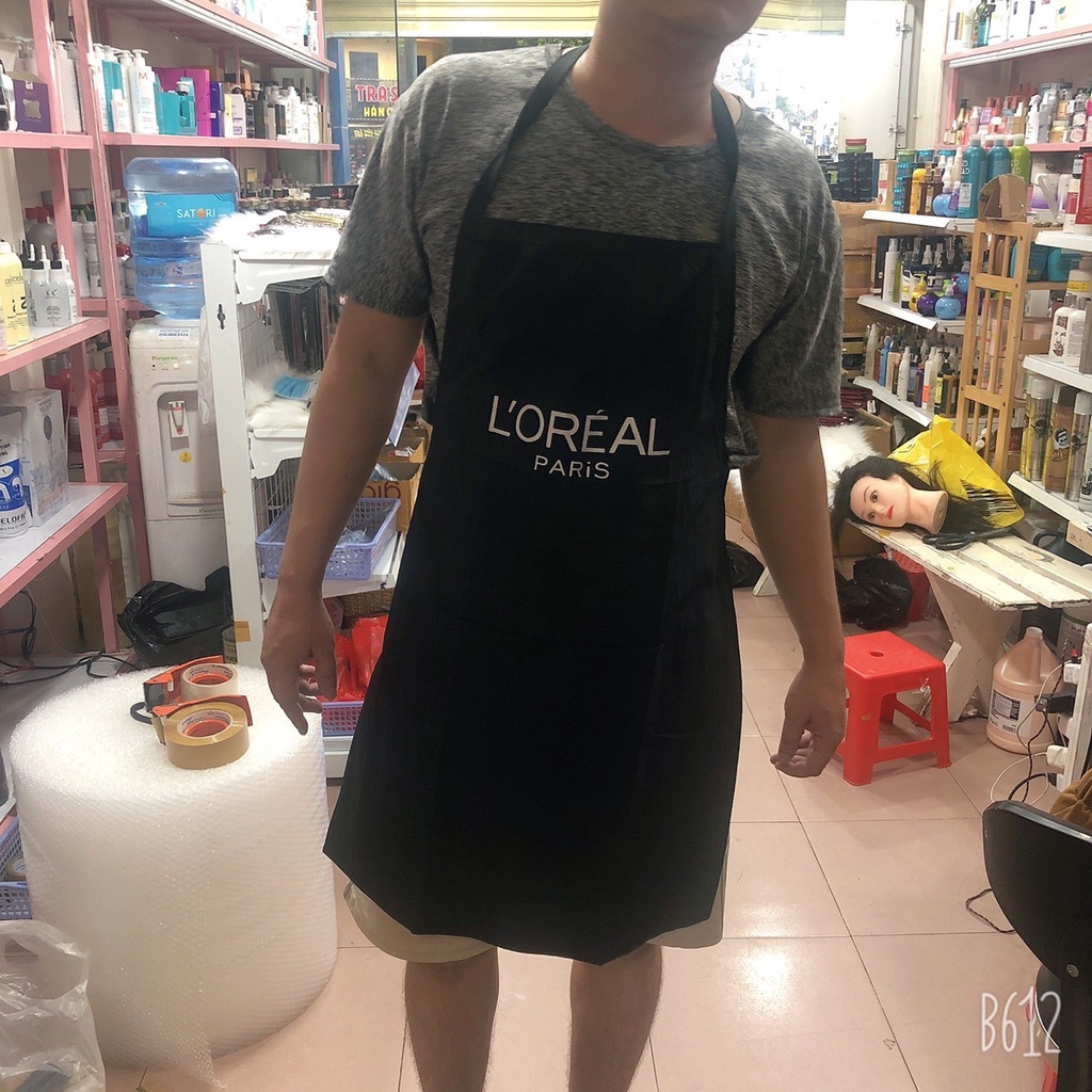 [giá rẻ] Áo choàng cắt tóc Loreal màu đen dành salon tóc, tại nhà