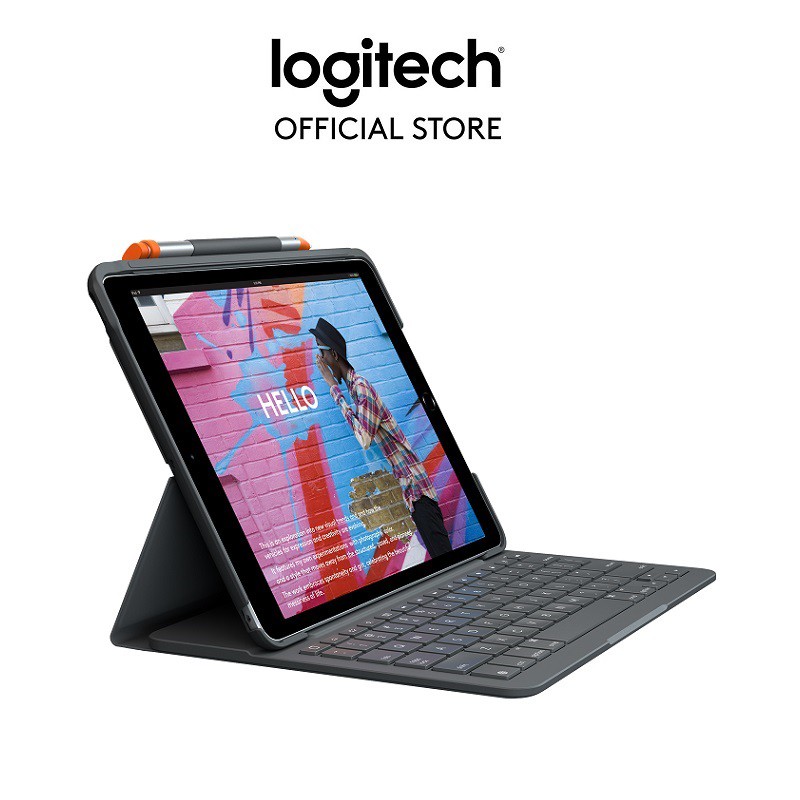 Bao da kèm bàn phím Logitech Slim Folio kết nối bluetooth dành cho iPad Gen 7, Air Gen 3 | BigBuy360 - bigbuy360.vn