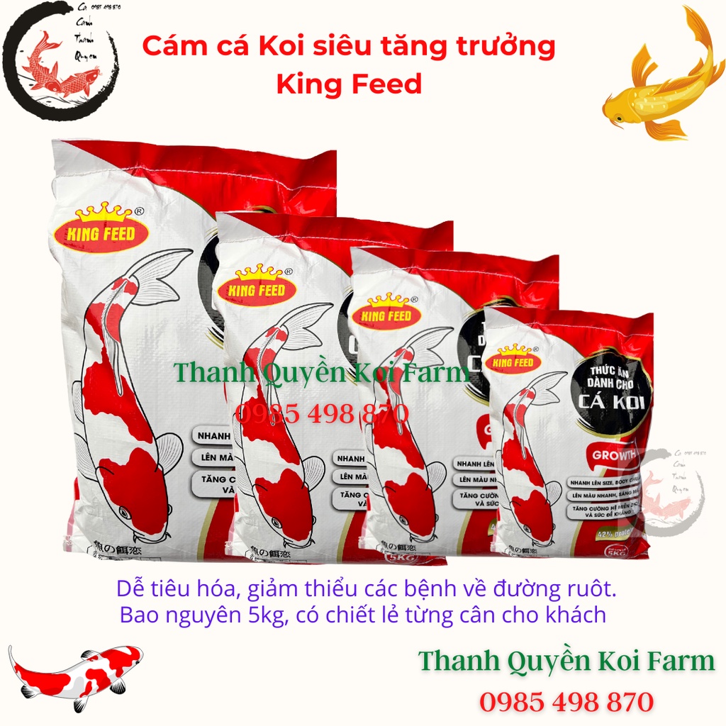 Cám cá koi thức ăn cá koi siêu tăng trưởng KING FEED BAO 5KG Hàng chất lượng cao