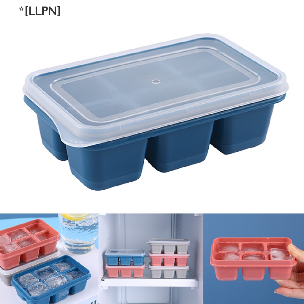 Khuôn Silicon Làm Đá Viên 6 Ngăn Đáy Mềm DIY