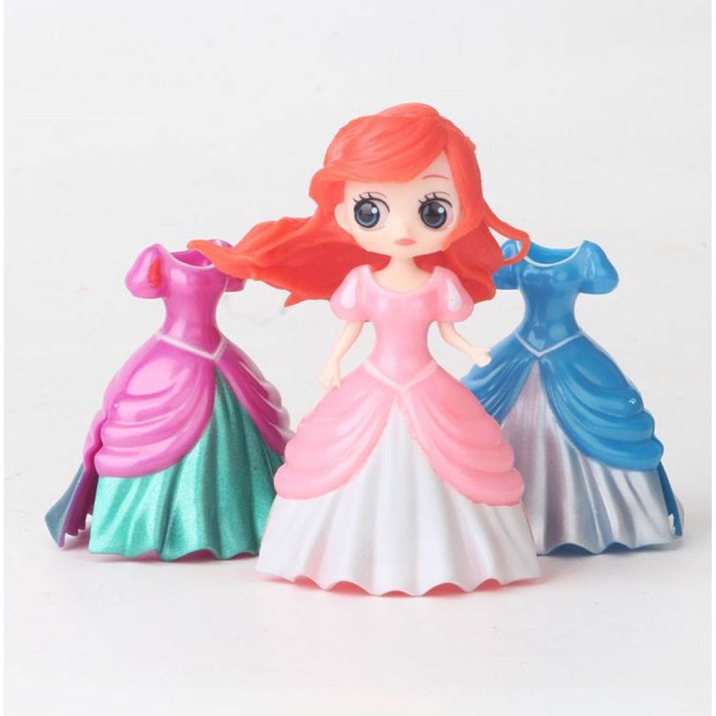 SET 6 CÔNG CHÚA THAY VÁY NHỰA TẶNG KÈM 18 VÁY THAY ĐỔI / SET 6 BÚP BÊ THAY VÁY DISNEY (KT 8CM)