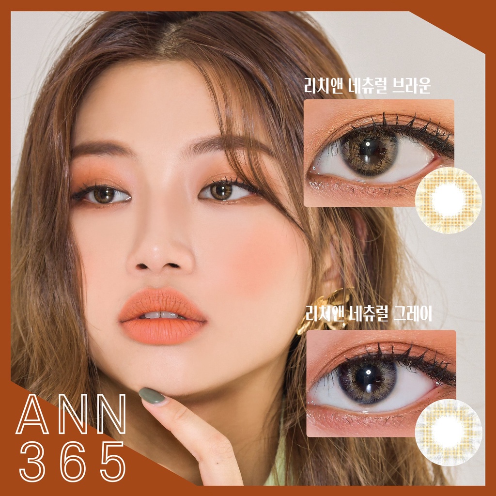 Lens mắt 1 ngày màu xám tự nhiên Natural Gray ANN365, kính áp tròng đeo thoải mái suốt 24H/ngày đủ độ cận