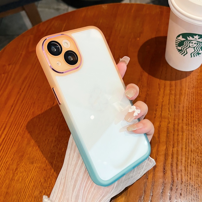 Ốp Điện Thoại Cứng Trong Suốt Chống Sốc Màu Gradient Cho iPhone 14 13 12 11 Pro Max