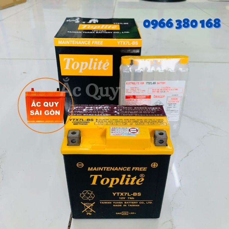 Bình Ắc Quy Xe Máy Toplite YTX7L-BS (12V 7Ah) dành cho xe Honda, SH, Dylan, Piaggio, Lead