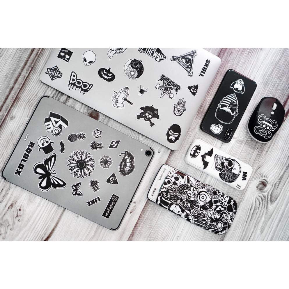 [Set 100+] Sticker Black &amp; White | Dán Nón Bảo Hiêm, Điện Thoại, Laptop, Bình Nước...Chống Nước, Chống Bay Màu