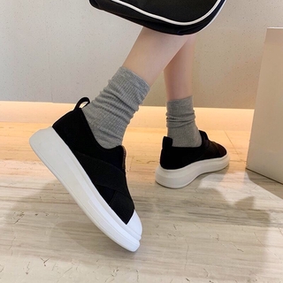 ((thanh lý lỗi màu) GIÀY SLIP ON QUAI CHÉO CHỮ X ĐẾ TRẮNG CAO