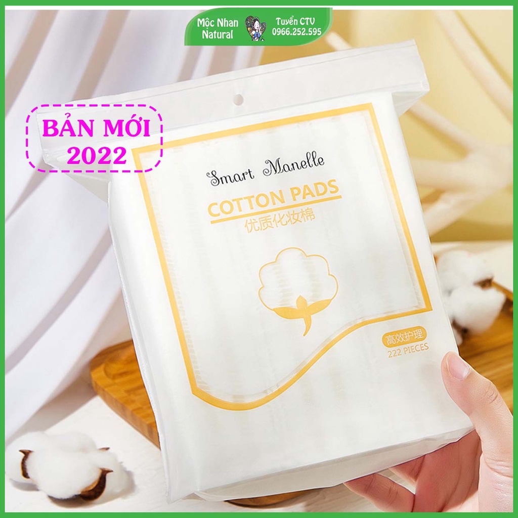 Bông Tẩy Trang 3 Lớp Cotton Pads Túi 222 Miếng CPM1, 100% Bông Tự Nhiên, Mộc Nhan Natural